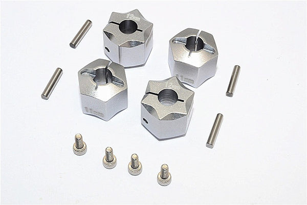 Thunder Tiger Kaiser XS Aluminum Wheel Hex (12mm X 11mm) - 4Pcs Set Gray Silver