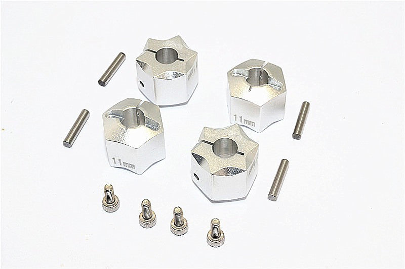 Thunder Tiger Kaiser XS Aluminum Wheel Hex (12mm X 11mm) - 4Pcs Set Silver