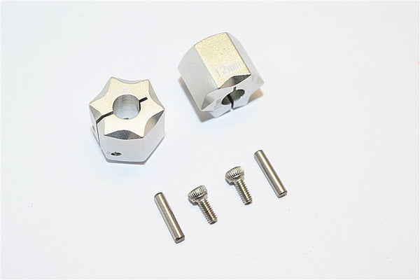 Thunder Tiger Kaiser XS Aluminum Wheel Hex (12mm X 12mm) - 2Pcs Set Silver