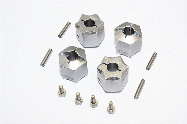 Thunder Tiger Kaiser XS Aluminum Wheel Hex (12mm X 12mm) - 4Pcs Set Gray Silver