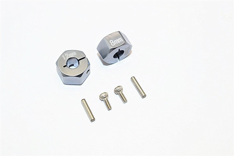 Thunder Tiger Kaiser XS Aluminum Wheel Hex (12mm X 8mm) - 2Pcs Set Gray Silver