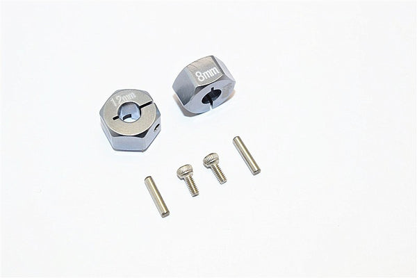 Thunder Tiger Kaiser XS Aluminum Wheel Hex (12mm X 8mm) - 2Pcs Set Gray Silver