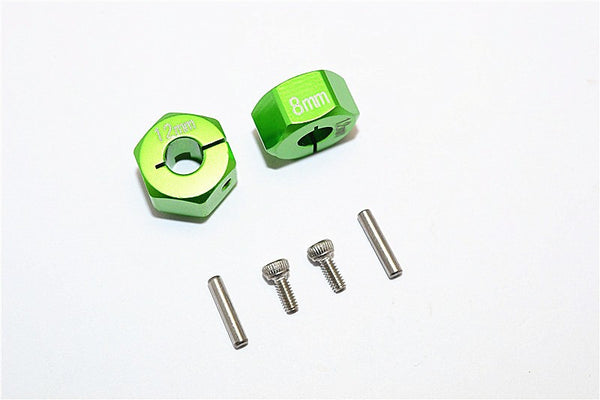 Thunder Tiger Kaiser XS Aluminum Wheel Hex (12mm X 8mm) - 2Pcs Set Green