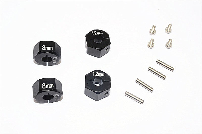 Thunder Tiger Kaiser XS Aluminum Wheel Hex (12mm X 8mm) - 4Pcs Set Black
