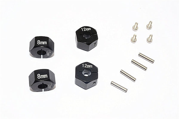 Thunder Tiger Kaiser XS Aluminum Wheel Hex (12mm X 8mm) - 4Pcs Set Black