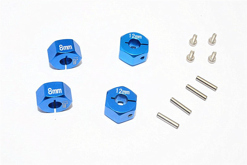 Thunder Tiger Kaiser XS Aluminum Wheel Hex (12mm X 8mm) - 4Pcs Set Blue