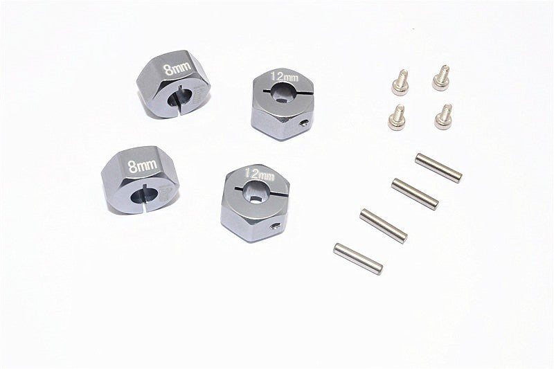 Thunder Tiger Kaiser XS Aluminum Wheel Hex (12mm X 8mm) - 4Pcs Set Gray Silver