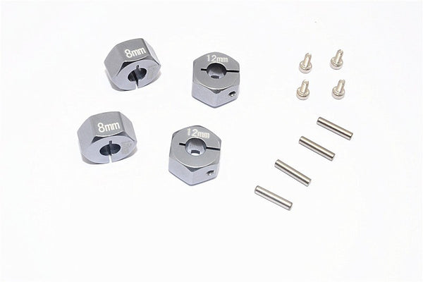 Thunder Tiger Kaiser XS Aluminum Wheel Hex (12mm X 8mm) - 4Pcs Set Gray Silver