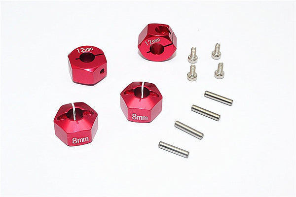 Thunder Tiger Kaiser XS Aluminum Wheel Hex (12mm X 8mm) - 4Pcs Set Red