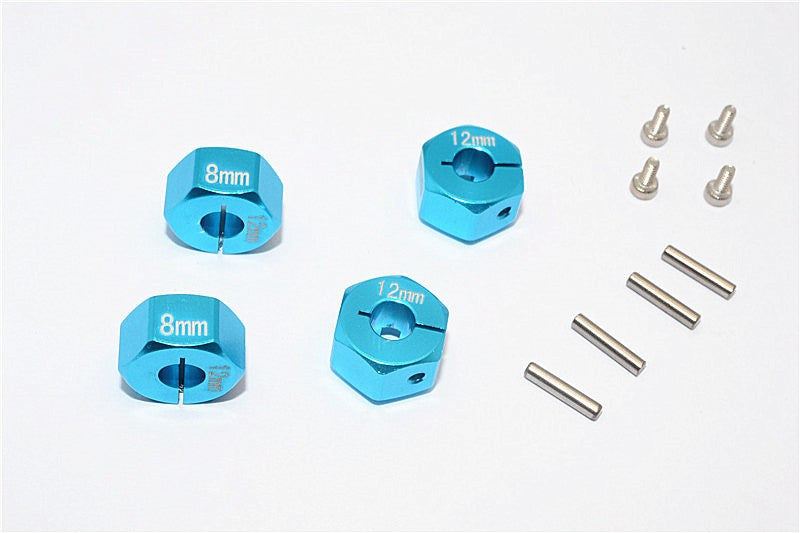 Thunder Tiger Kaiser XS Aluminum Wheel Hex (12mm X 8mm) - 4Pcs Set Sky Blue