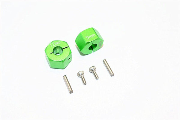 Thunder Tiger Kaiser XS Aluminum Wheel Hex (12mm X 9mm) - 2Pcs Set Green