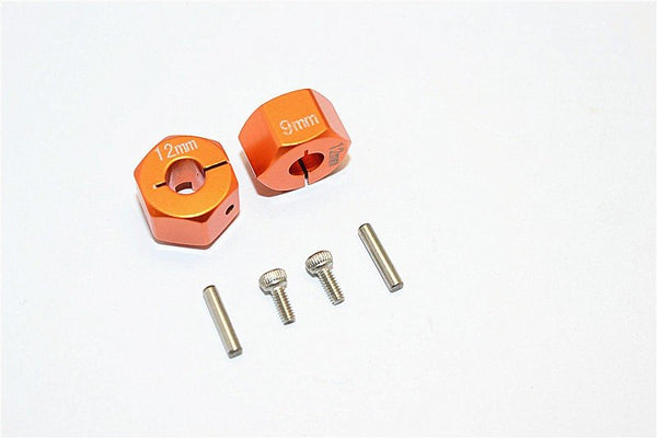 Thunder Tiger Kaiser XS Aluminum Wheel Hex (12mm X 9mm) - 2Pcs Set Orange