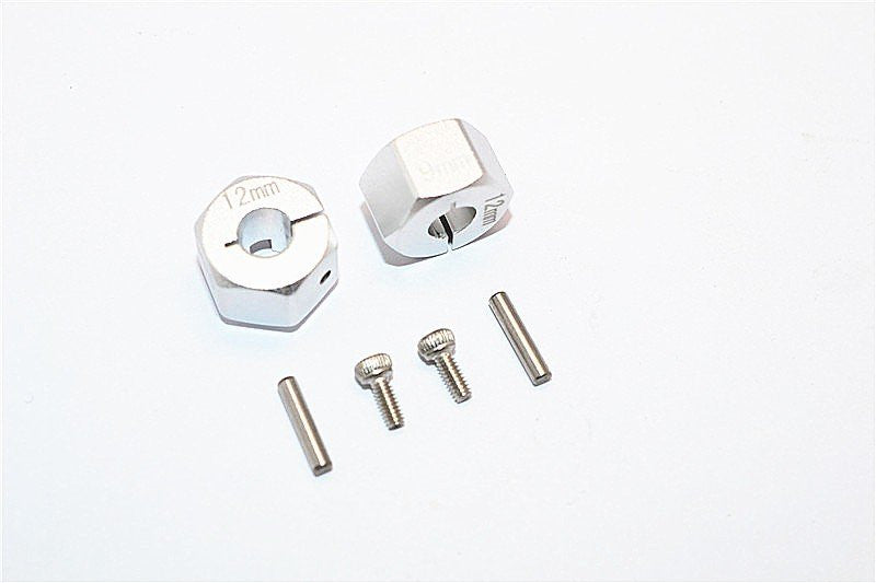 Thunder Tiger Kaiser XS Aluminum Wheel Hex (12mm X 9mm) - 2Pcs Set Silver