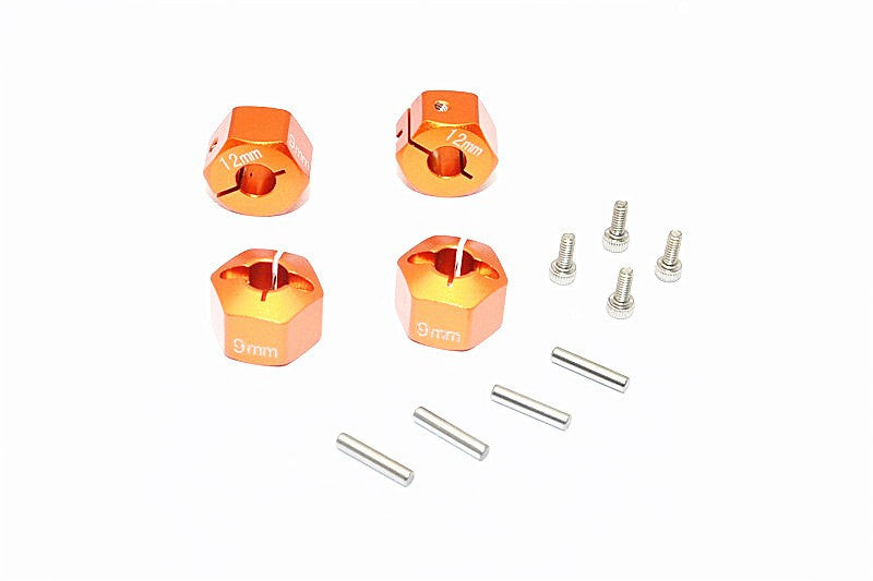 Thunder Tiger Kaiser XS Aluminum Wheel Hex (12mm X 9mm) - 4Pcs Set Orange