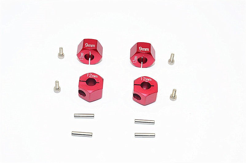 Thunder Tiger Kaiser XS Aluminum Wheel Hex (12mm X 9mm) - 4Pcs Set Red