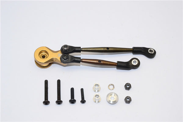 Tamiya Lunch Box Spring Steel Modified Anti-Thread Steering Tie Rod With Servo Horn - 1 Set Titanium
