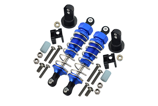 Tamiya Lunch Box Aluminum Front Adjustable Spring Damper (70mm) & Protector Mount - 1Pr Set Blue