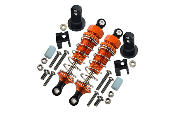 Tamiya Lunch Box Aluminum Front Adjustable Spring Damper (70mm) & Protector Mount - 1Pr Set Orange