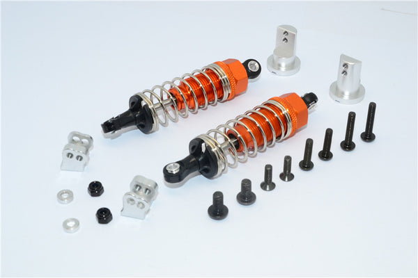 Tamiya Lunch Box Aluminum Front Adjustable Spring Damper (70mm) &amp; Protector Mount - 1Pr Set Orange