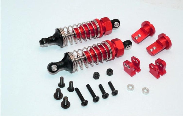 Tamiya Lunch Box Aluminum Front Adjustable Spring Damper (70mm) & Protector Mount - 1Pr Set Red