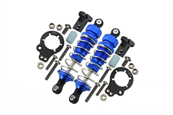 Tamiya Lunch Box Aluminum Rear Adjustable Spring Damper (75mm) & Protector Mount - 1Pr Set Blue