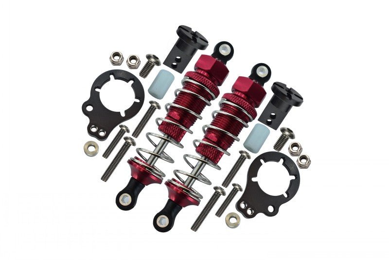 Tamiya Lunch Box Aluminum Rear Adjustable Spring Damper (75mm) & Protector Mount - 1Pr Set Red