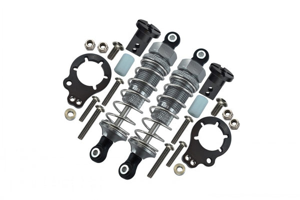 Tamiya Lunch Box Aluminum Rear Adjustable Spring Damper (75mm) & Protector Mount - 1Pr Set Silver