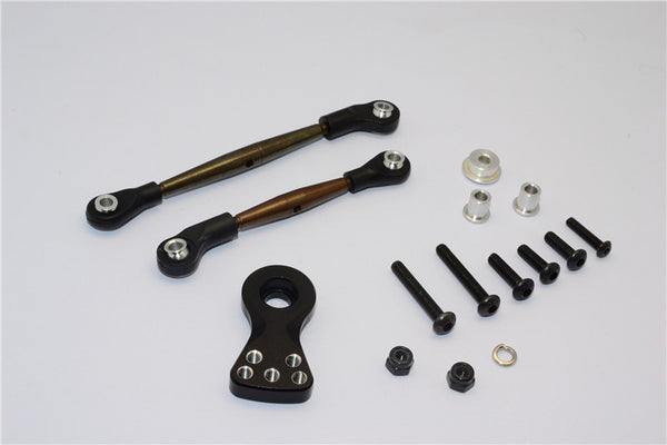 Tamiya Lunch Box Spring Steel Modified Anti-Thread Steering Tie Rod With Servo Horn - 1 Set Black