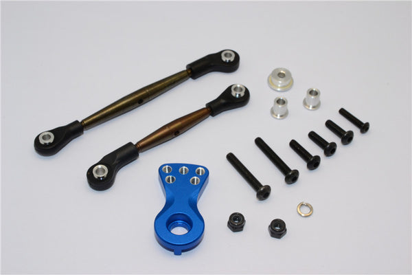 Tamiya Lunch Box Spring Steel Modified Anti-Thread Steering Tie Rod With Servo Horn - 1 Set Blue