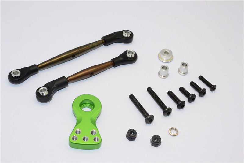 Tamiya Lunch Box Spring Steel Modified Anti-Thread Steering Tie Rod With Servo Horn - 1 Set Green