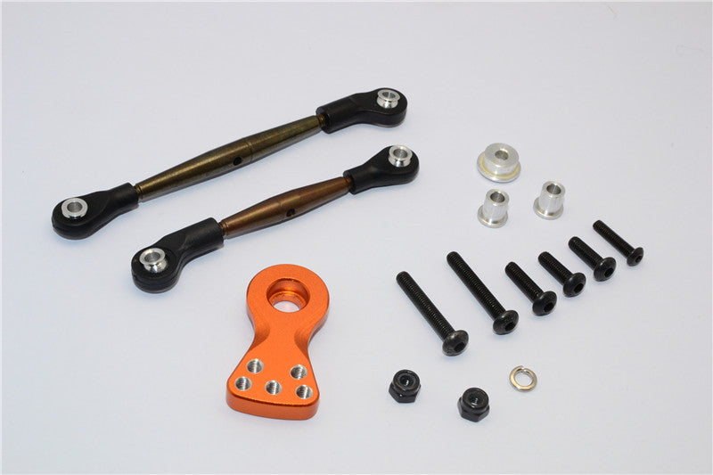 Tamiya Lunch Box Spring Steel Modified Anti-Thread Steering Tie Rod With Servo Horn - 1 Set Orange