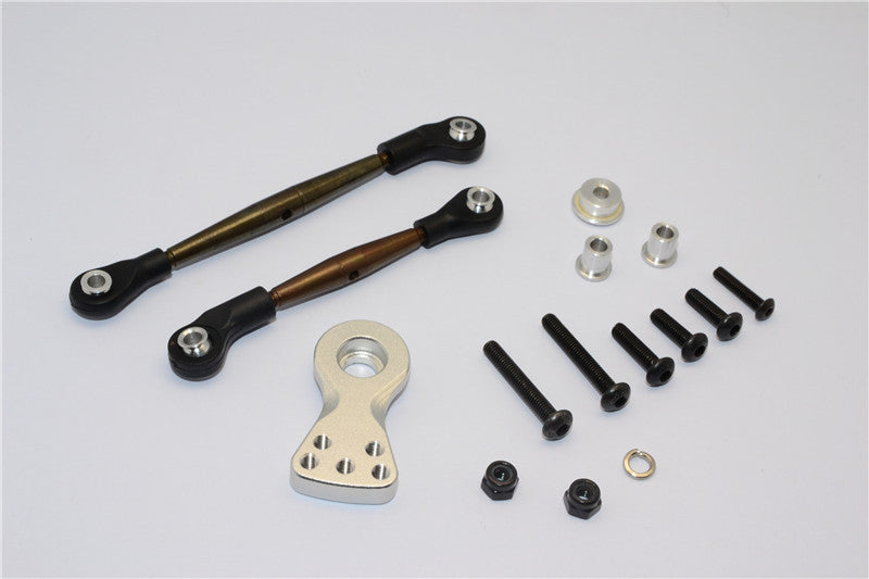 Tamiya Lunch Box Spring Steel Modified Anti-Thread Steering Tie Rod With Servo Horn - 1 Set Silver