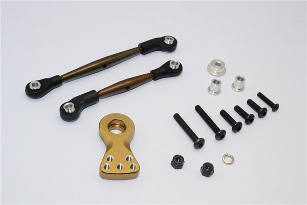 Tamiya Lunch Box Spring Steel Modified Anti-Thread Steering Tie Rod With Servo Horn - 1 Set Titanium