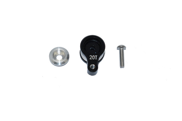 Losi 1/18 Mini-T 2.0 2WD Stadium Truck Aluminum 20T Servo Horn with Built-in Spring - 3Pc Set Black