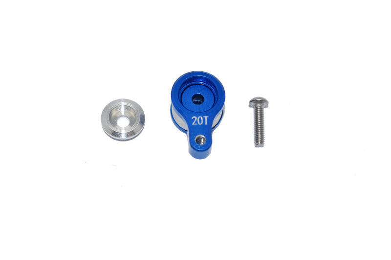 Losi 1/18 Mini-T 2.0 2WD Stadium Truck Aluminum 20T Servo Horn with Built-in Spring - 3Pc Set Blue