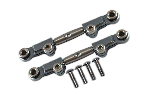 Losi 1/18 Mini-T 2.0 2WD Stadium Truck Aluminum + Stainless Steel Front Upper Arm Tie Rod - 6Pc Set Gray Silver