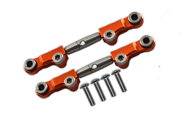 Losi 1/18 Mini-T 2.0 2WD Stadium Truck Aluminum + Stainless Steel Front Upper Arm Tie Rod - 6Pc Set Orange