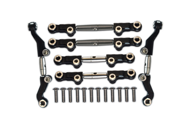 Losi 1/18 Mini-T 2.0 2WD Stadium Truck Aluminum + Stainless Steel Adjustable Tie Rods - 18Pc Set Black