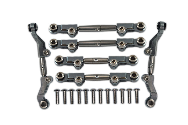 Losi 1/18 Mini-T 2.0 2WD Stadium Truck Aluminum + Stainless Steel Adjustable Tie Rods - 18Pc Set Gray Silver