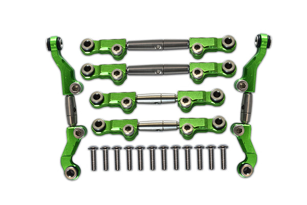 Losi 1/18 Mini-T 2.0 2WD Stadium Truck Aluminum + Stainless Steel Adjustable Tie Rods - 18Pc Set Green