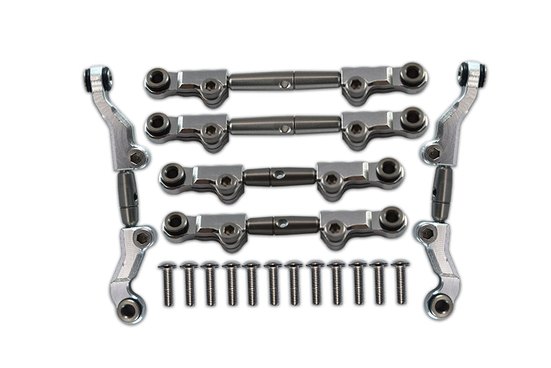 Losi 1/18 Mini-T 2.0 2WD Stadium Truck Aluminum + Stainless Steel Adjustable Tie Rods - 18Pc Set Silver