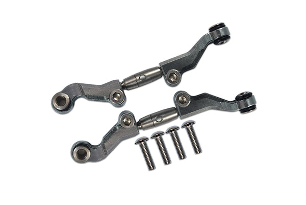 Losi 1/18 Mini-T 2.0 2WD Stadium Truck Aluminum + Stainless Steel Adjustable Front Steering Tie Rod - 6Pc Set Gray Silver