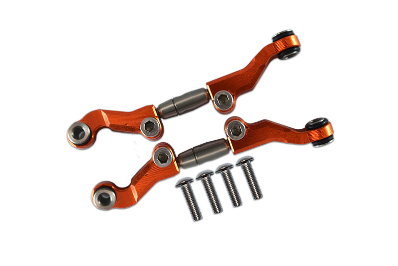 Losi 1/18 Mini-T 2.0 2WD Stadium Truck Aluminum + Stainless Steel Adjustable Front Steering Tie Rod - 6Pc Set Orange