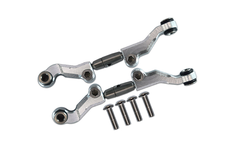 Losi 1/18 Mini-T 2.0 2WD Stadium Truck Aluminum + Stainless Steel Adjustable Front Steering Tie Rod - 6Pc Set Silver