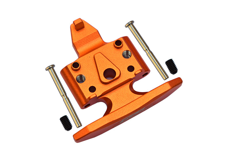 Losi 1/18 Mini-T 2.0 2WD Stadium Truck Aluminum Front Bumper with D-Rings + Aluminum Front Skid Plate - 5Pc Set Orange