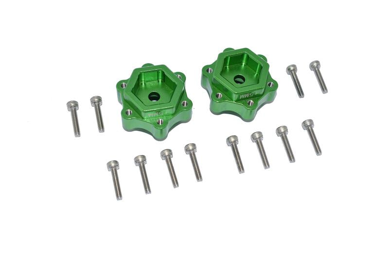 Losi 1/8 LMT 4WD Solid Axle Monster Truck LOS04022 Aluminum Hex Adapters Converter (+5mm) - 14Pc Set Green
