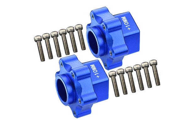 Aluminum Hex Adapters Converter (+10mm) For Losi 1:8 LMT 4WD Solid Axle Monster Truck LOS04022 / LMT Grave Digger / Son-uva Digger LOS04021 / TLR Tuned LMT Kit LOS04027 Upgrades- 14Pc Set Blue