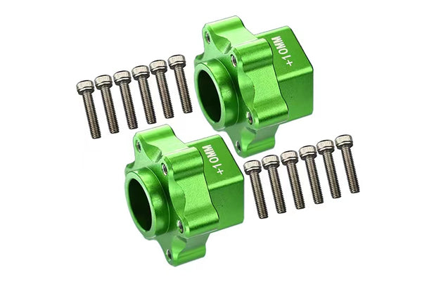 Aluminum Hex Adapters Converter (+10mm) For Losi 1:8 LMT 4WD Solid Axle Monster Truck LOS04022 / LMT Grave Digger / Son-uva Digger LOS04021 / TLR Tuned LMT Kit LOS04027 Upgrades - 14Pc Set Green