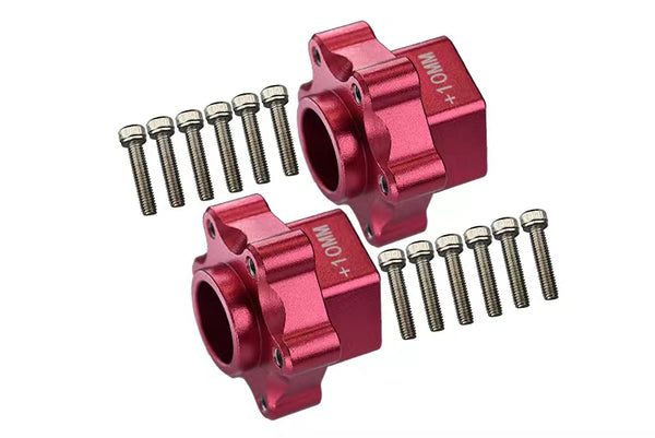 Aluminum Hex Adapters Converter (+10mm) For Losi 1:8 LMT 4WD Solid Axle Monster Truck LOS04022 / LMT Grave Digger / Son-uva Digger LOS04021 / TLR Tuned LMT Kit LOS04027 Upgrades - 14Pc Set Red