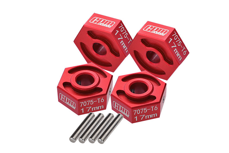 Aluminum 7075-T6 Hex Adapter (17mmx8mm) For Losi 1:8 LMT 4WD Solid Axle Monster Truck-LOS04021/LOS04022 & Mega Truck-LOS04024 - Red